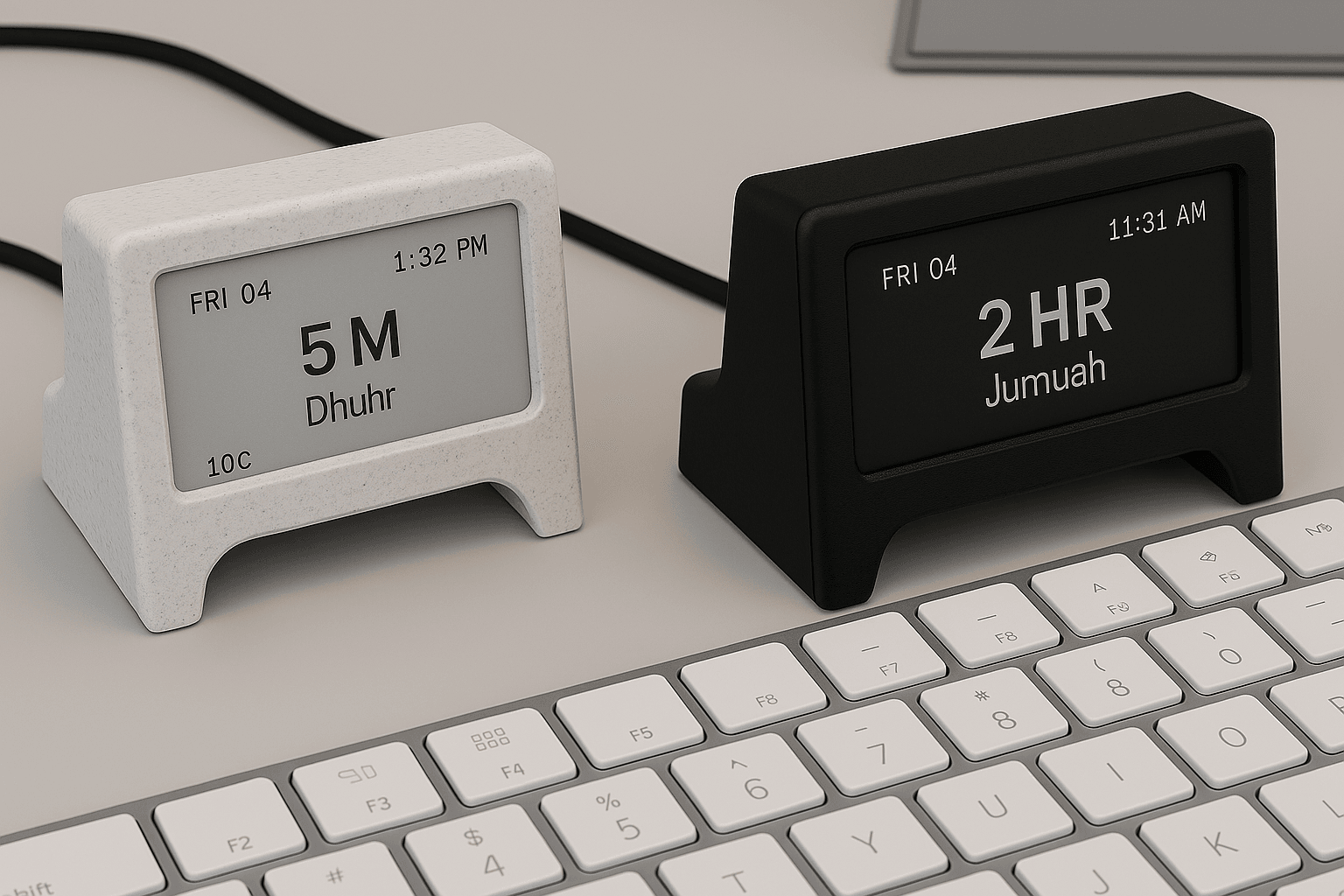 Prayr Islamic prayer clock displaying next prayer times in a modern home